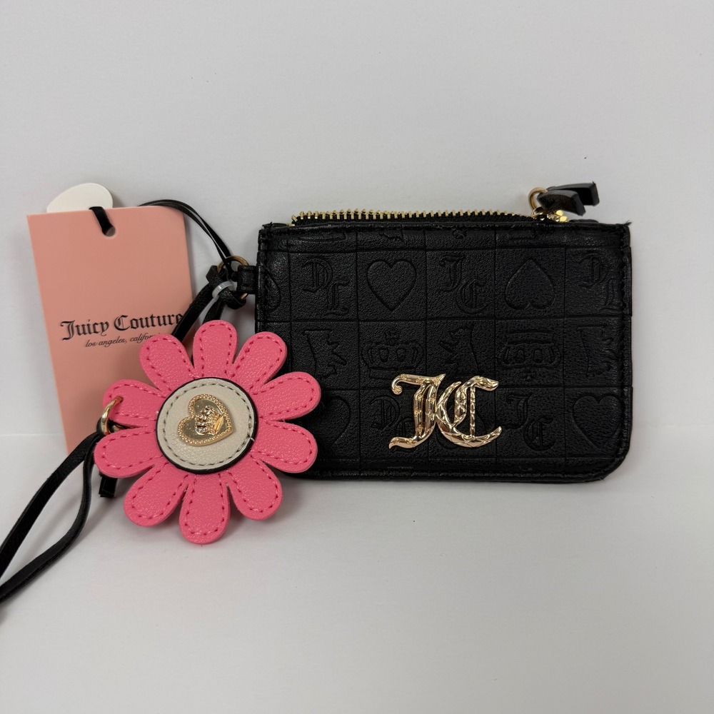 Juicy Couture Pretty Pop Mini Frame Bundle Black Card Case Daisy‎ Charm NWT